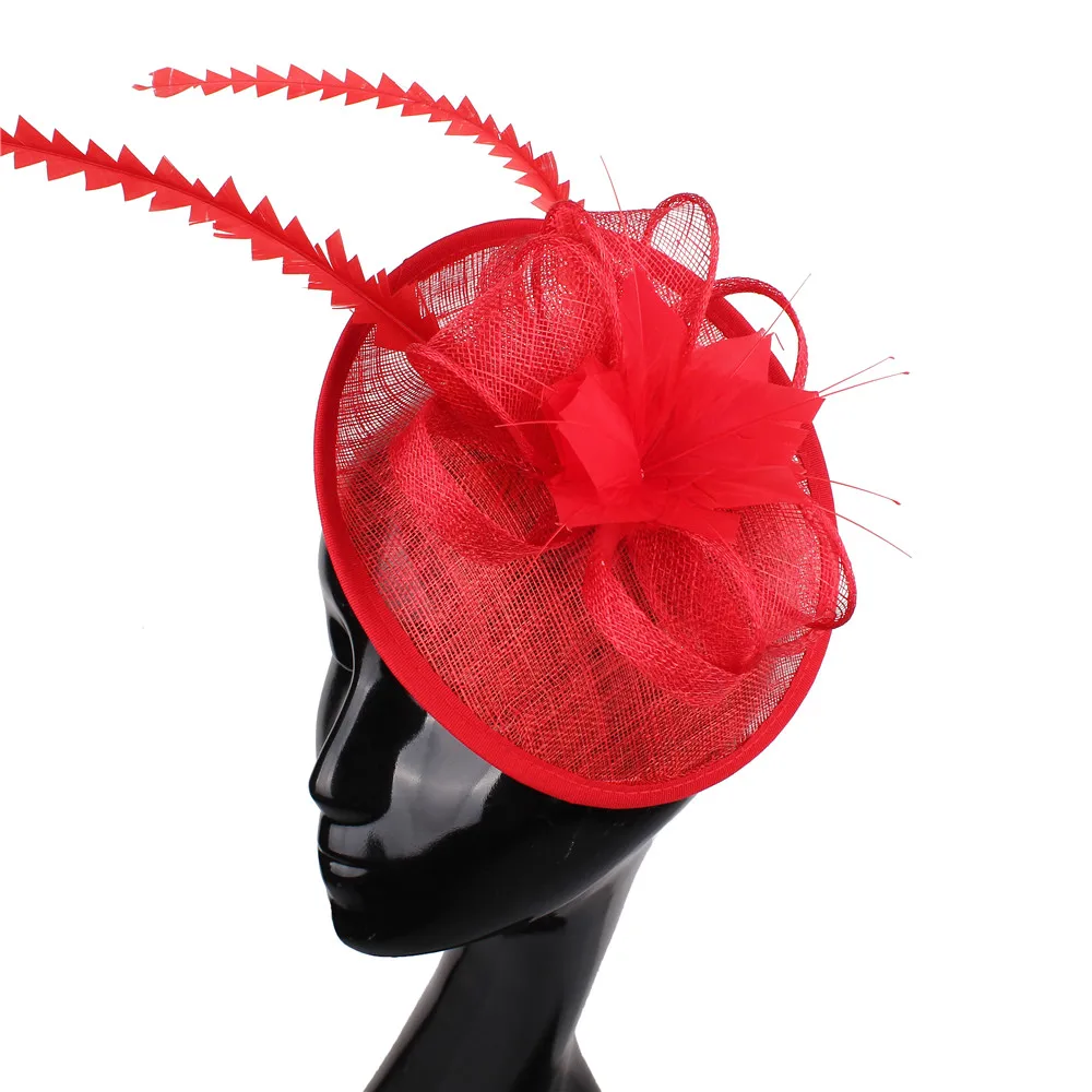 

Kentucky Fascinator With Hot Pink Feather Derby Hat Women Bridal Wedding Hair Accessories Event Occasion Church Hat