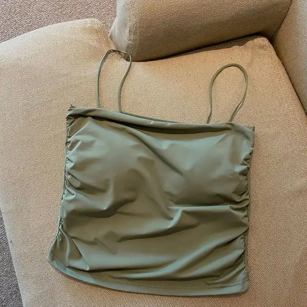 Square Collar Women's Vest with Breast Pads Free Size Beautiful Back Underwear Fixed Cup Wrapped Breast Slim Back Slim Sling