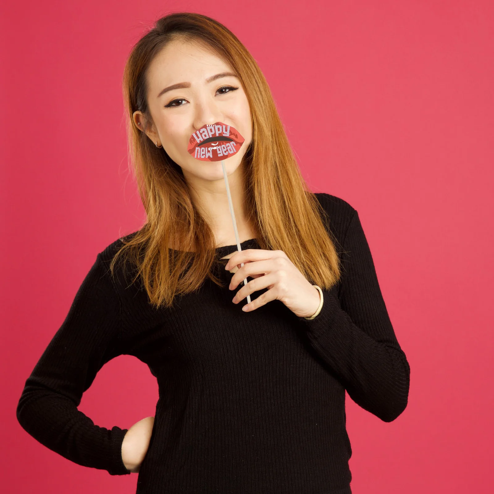 

10Pcs Happy New Year Photo Props 2024 Paper Party Accessories Gold Flashy Design New Years Eve Photo Booth Set