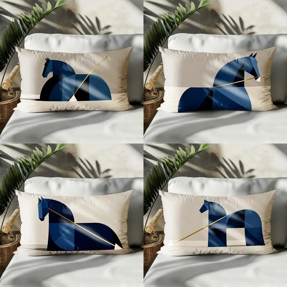 

Наволочка с 2D-геометрическим узором в виде лошади, подходит для дивана, спальни, автомобиля, прямоугольная подушка для спины