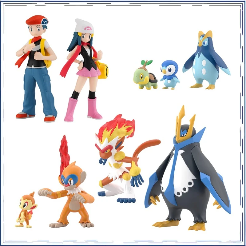 BANDAI Anime Pokemon EX CASHAPON Piplup Empoleon Chimchar Gifts for Children or Collection Genuine Action Figure Model Toys