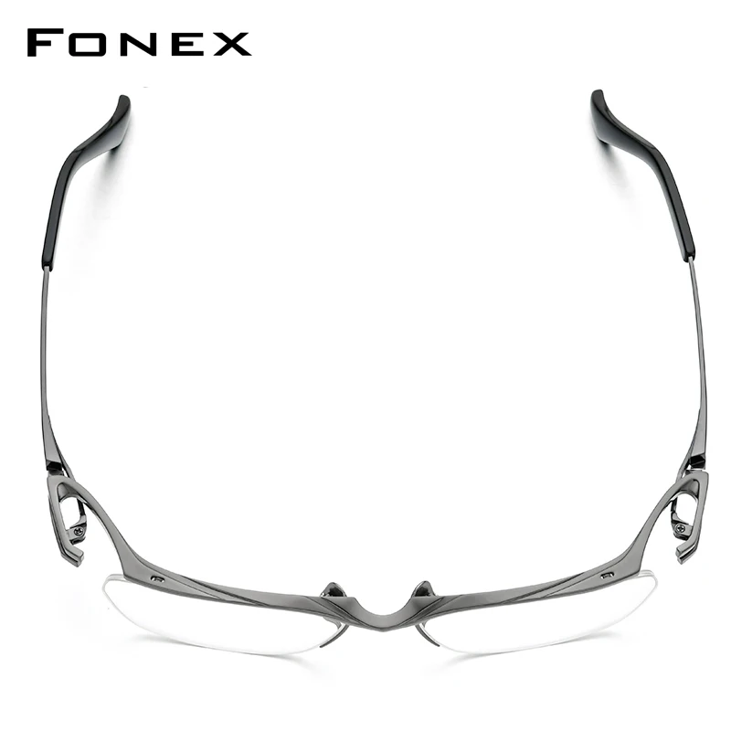 

FONEX Titanium Glasses Frame Men 2022 New Semi Rimless Square Eyeglasses Half Frame Eyewear F85709