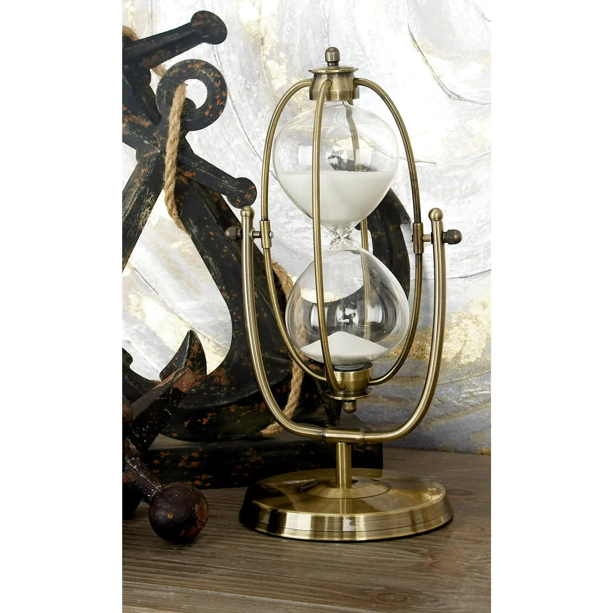 

DecMode Temporizador de Arena con Reloj de Arena de Vidrio de Latón de 13" x 6" con Soporte Giratorio, 1 Pieza