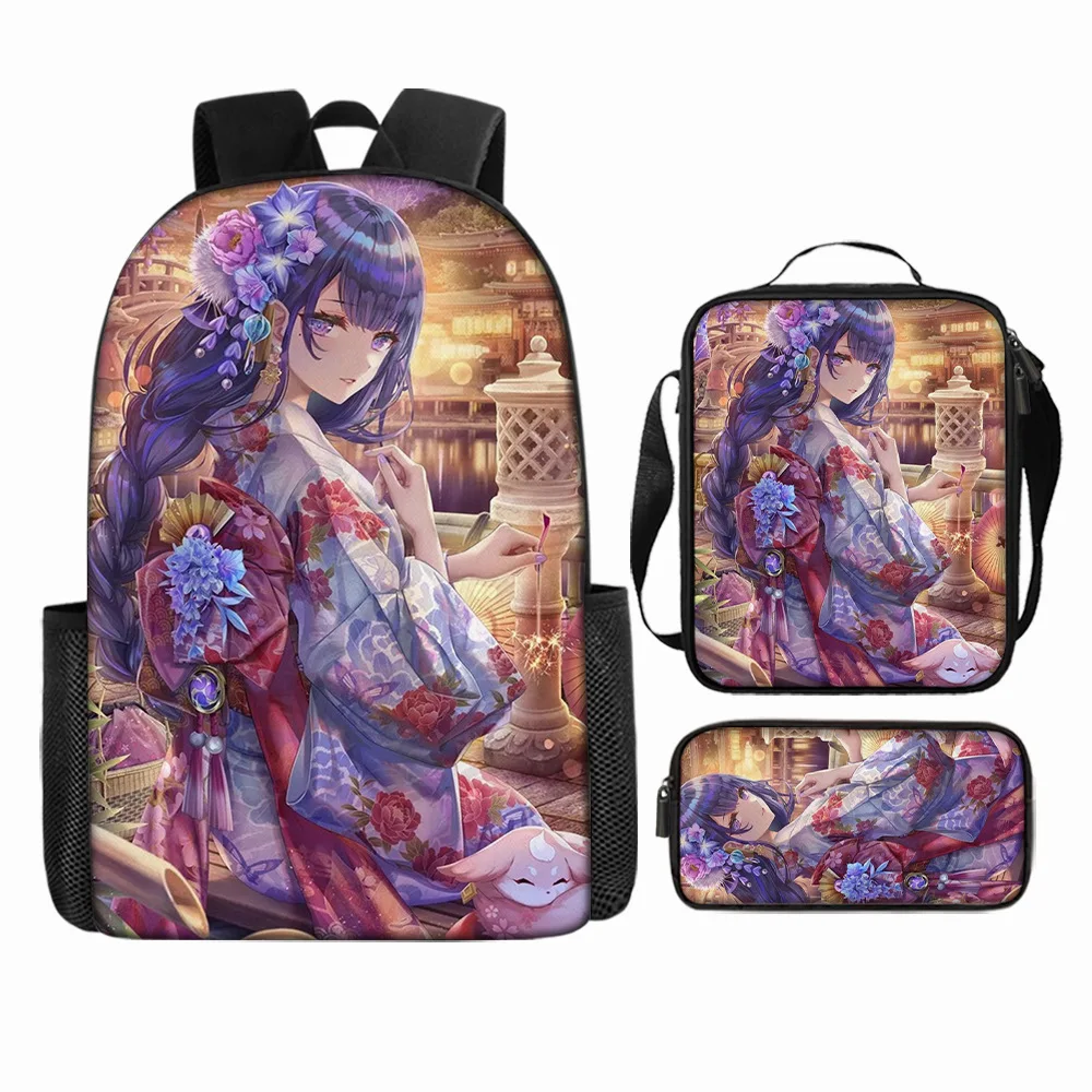 

Hip Hop Youthful Novelty Genshin Impact 3D Print 3pcs/Set Student Travel bags Laptop Daypack Backpack Lunch Bag Pencil Case