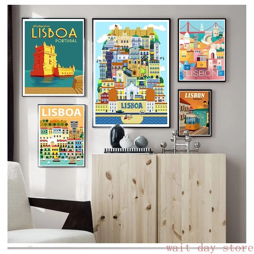Nordic Porto Cathedral Portugal Lisbon Poster Music House Vintage Travel Poster Canvas Painting Coated Wall Gift Home Decor
