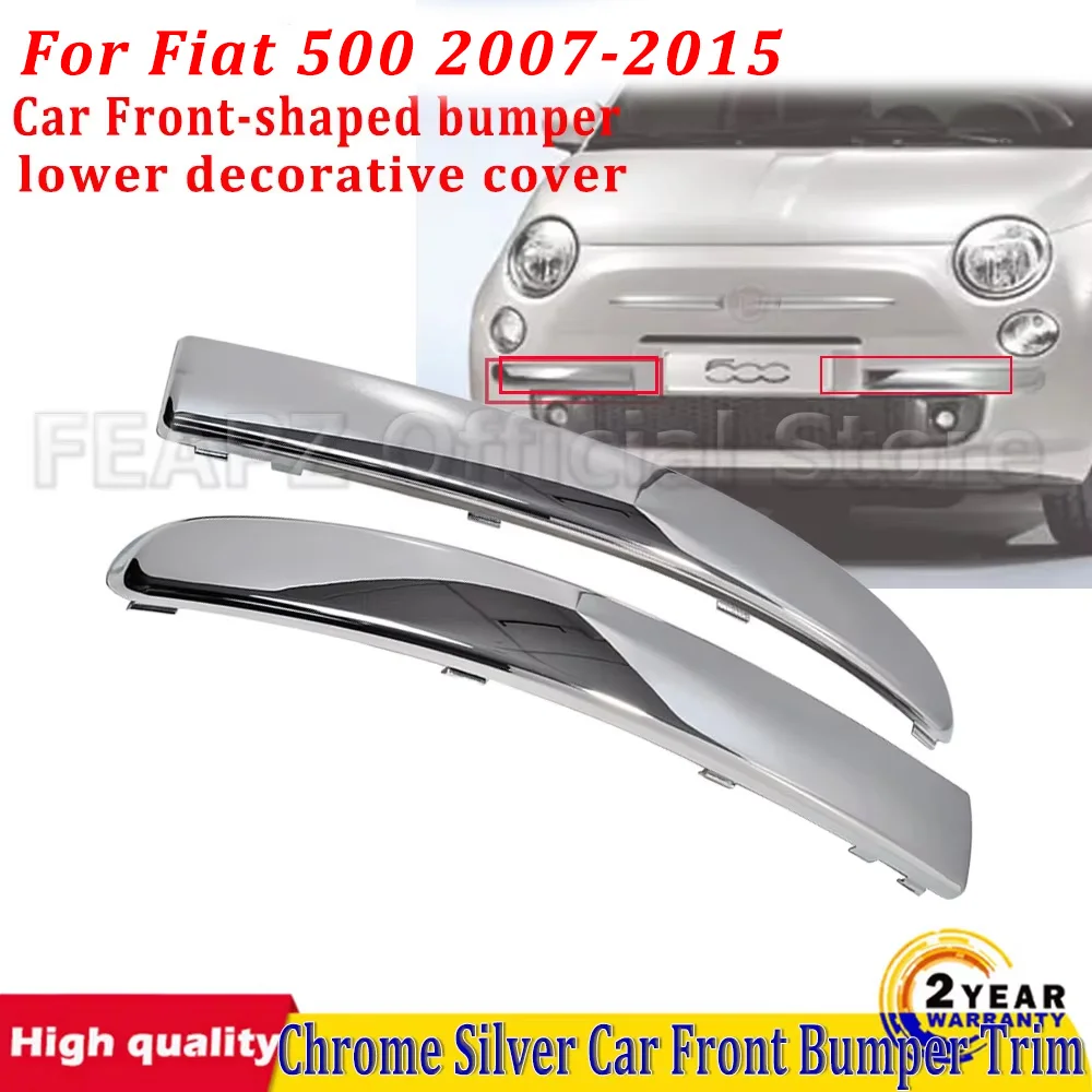 

Car Front-Shaped Bumper Decorative Cover Chrome-Plated Silver Trim For Fiat 500 2007-2015 Left And Right 735455057 735455056