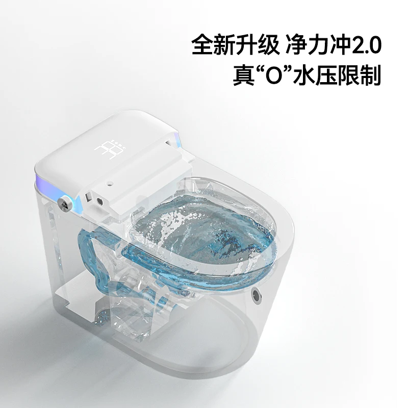 โถสุขภัณฑ์อัตโนมัติแบบแขวนผนังคุณภาพสูง สีขาว ผลิตจาก HDPE พร้อมระบบชำระล้างคู่ ระบบควบคุมระยะไกล ฟังก์ชั่นบิเดต์ ท่อระบายน้ำแบบ P-Trap