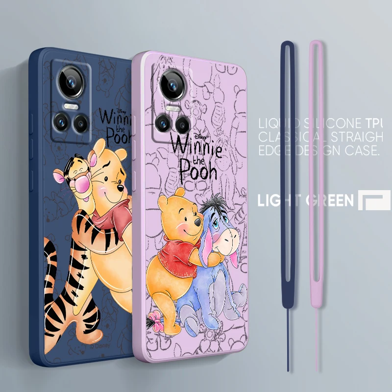 Winnie Pooh Bear Friends For OPPO Realme GT Neo 3 2 Master 8 9 Narzo 50A 50i Reno 7 Silicone Soft Liquid Rope Phone Case Cover