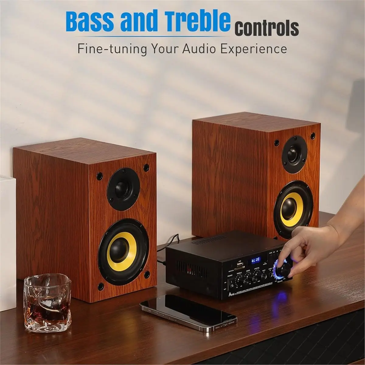 

A23G AK45 Pro Bluetooth стереоусилитель, макс. 400 Вт, 2.0-канальный домашний аудиоресивер для домашнего кинотеатра - вилка стандарта США