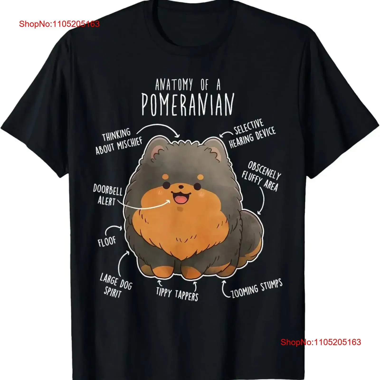 Black and Tan Pomeranian Dog Anatomy Funny Cute Pet Pom Mom T Shirt vintage Washed Unisex Soft Top For Everyday Wear Slightly
