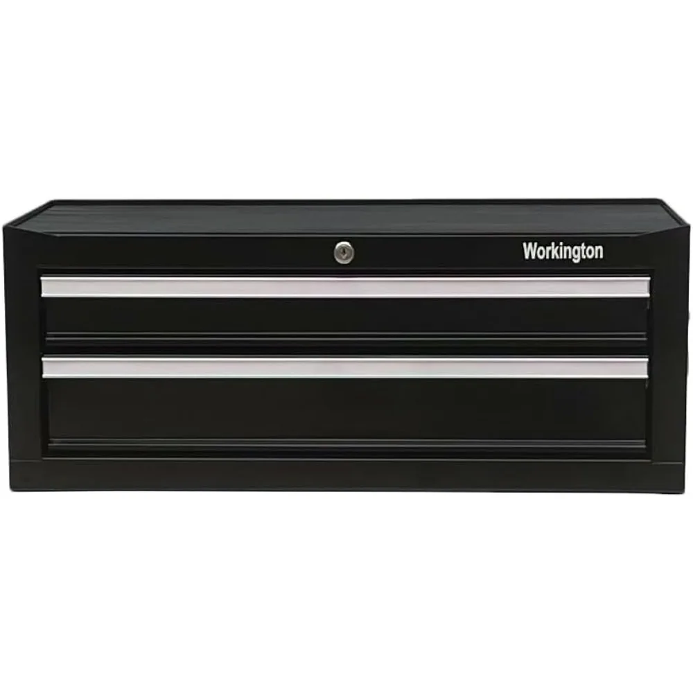 ポータブル2段引き出しメタルツールチェストキャビネット、ボールベアリングスライド付き、26インチ作業台収納