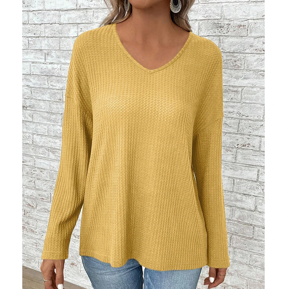 

Arazooyi Women's T-Shirts Autumn Simple Solid Color Long Sleeve Round-Neck Casual T-Shirts
