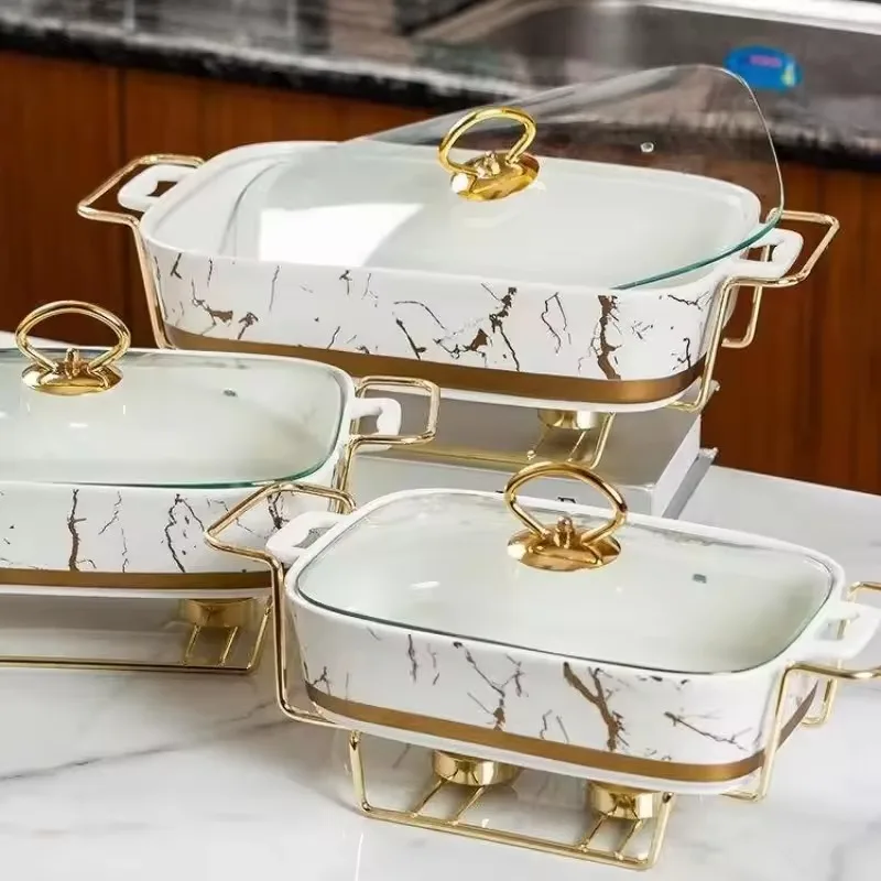 Rectangular amphora ceramic pot baking tray tableware light heat dry soup pot creative pot holder with candles