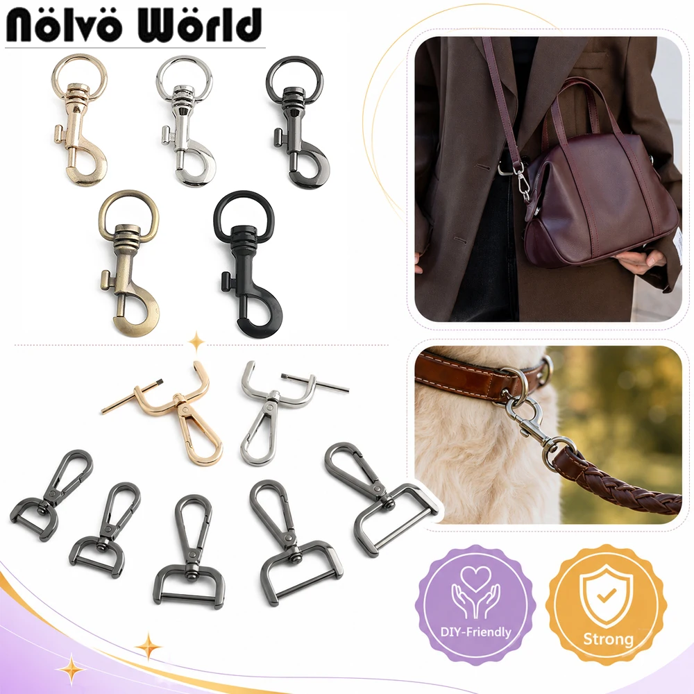 10/30/80PCS 15-20-25-32-38mm Open Screw Snap Hook For Bag Belt Purse Tote Metal Strap Buckles Swivel Lobster Buckle Accessories