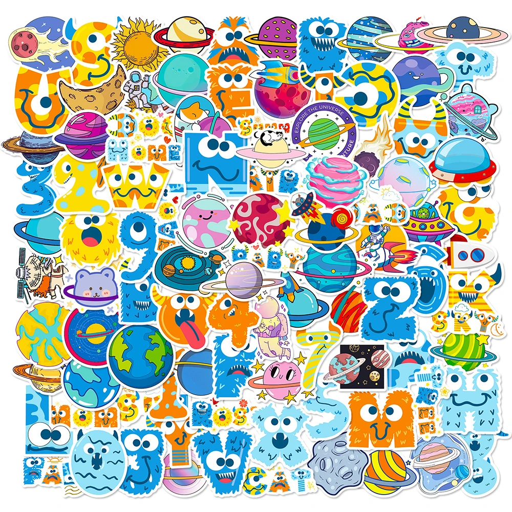 10/30/50/100PCS Planet Cute Sticker Astronaut Sticker Pack Car Laptop Waterproof Phone Case Guitar Stickers Decals Kids Toy