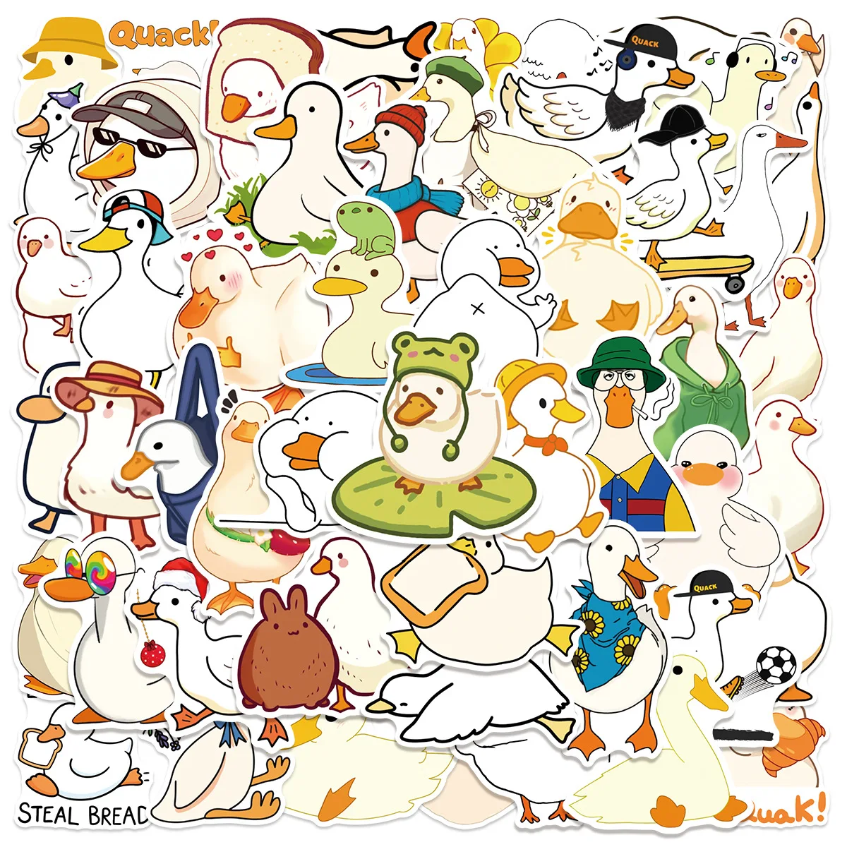 50er-Pack niedliche Cartoon-Ente, kreative Aufkleber, DIY, mobiler Desktop-Organizer, Schreibwaren, Notizbuch, dekorative Aufkleber