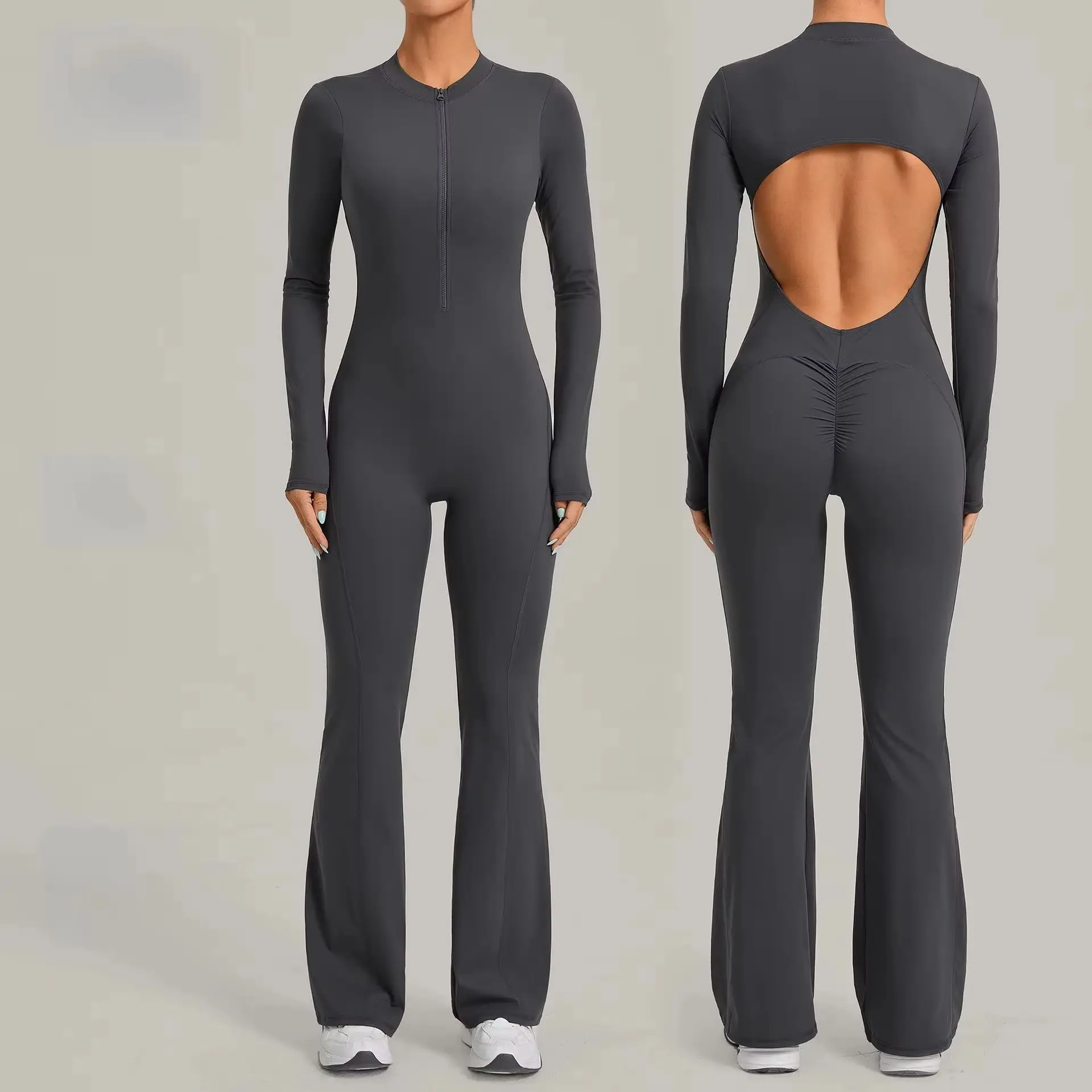 

Женский цельный комбинезон для тренировок с длинным рукавом, высокоэластичный, дышащий, для йоги, повседневный спортивный комбинезон, комплект для йоги