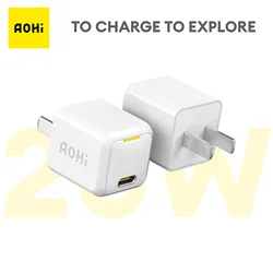 AOHI GaN Charger MAGCUBE 20W USB C Charger PD 3.0 QC 3.0 Mini Type C Fast Charging Charger for iPhone15 14 13 Galaxy Huawei