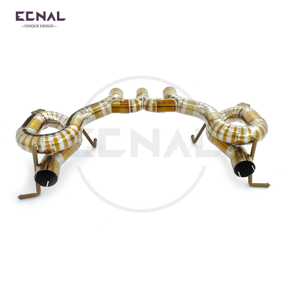 Ecnal Exhaust Straight-through Axle-back without Valve Titanium Alloy Exhaust Pipe for Ferrari 458 Italia Speciale Spider 4.5L