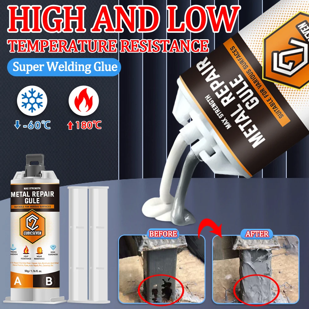 

Metal Repair Glue AB Strong Cast Iron Repairing Adhesive Heat Resistance Cold Weld Adhesive Agent Caster Glue Industrial Sealant