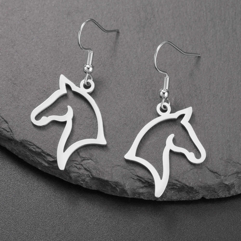 My Shape Horse Head Earrings for Women Stainless Steel Earrings Horse Drop Dangle Earring Jewelry Horse Lover New Year Gifts