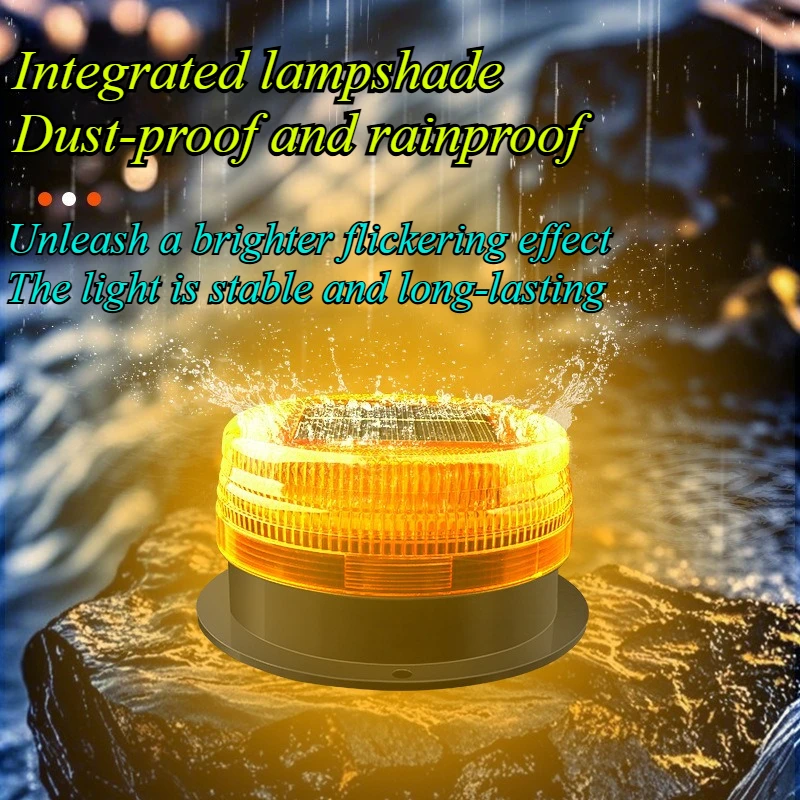 For Cars Part Trucks Solar Powered Emergency Warning Strobe Beacon Light Super Bright Magnetic Base Hazard Safety Flash for Road