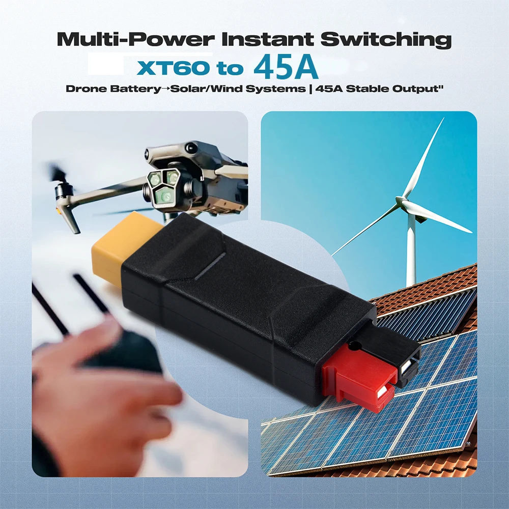 XT60 Stecker auf 45A Hochstrom-Buchse Adapter, 45A 12-24V DC Stromstecker für Drohnenbatterien und Solar-Windkraftanlagen – Detail 6