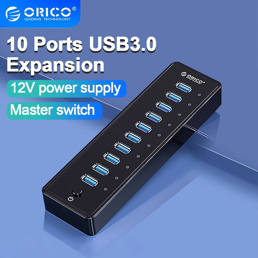 

ORICO USB 3.0 Hub Multiple Expander Socket Splitter On/Off Key Switch Dock USB Charger Power Adapter Supply For MacBook Laptop