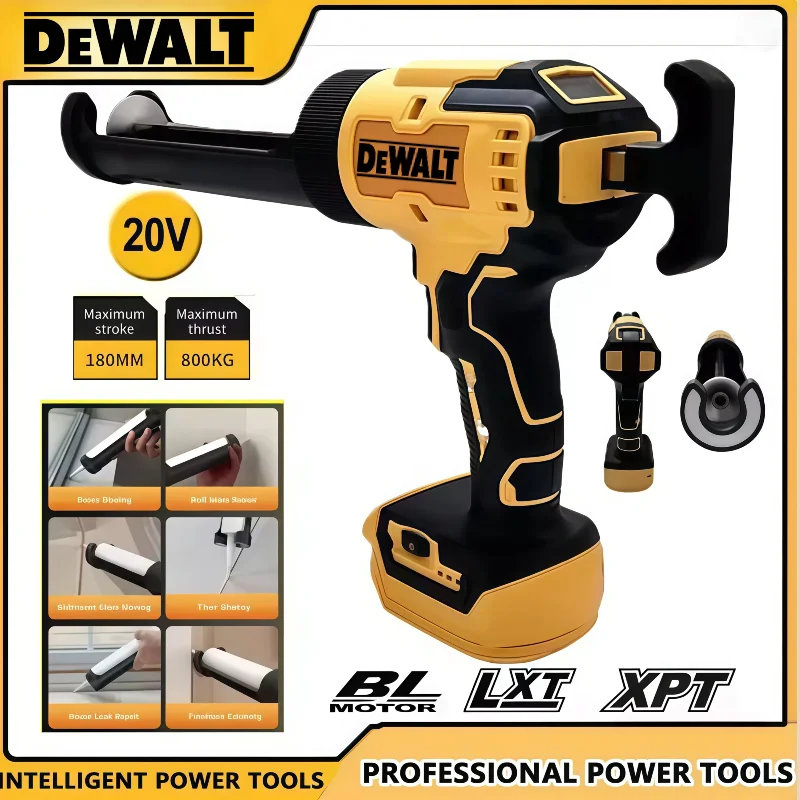 

DeWalt 6-Speed Cordless Electric Caulking Gun for Doors Windows Glass Sealant Adhesive Glue Gun with LED Light Tool