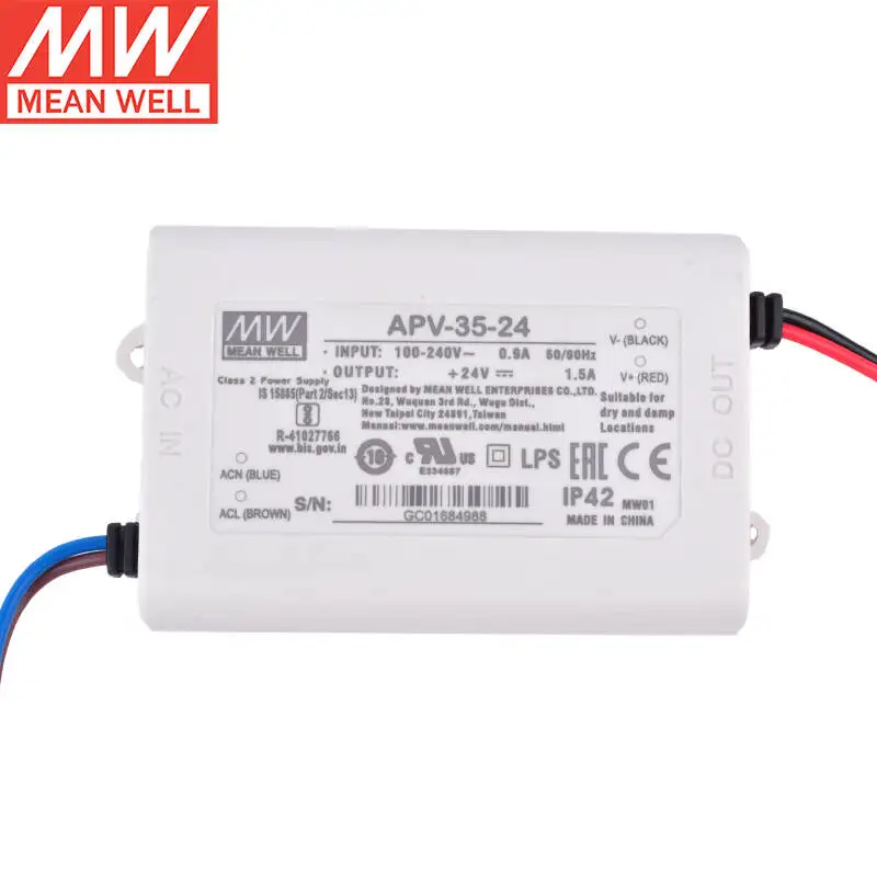 Tai Wan MEAN WELL APV-35-24  24V 1.5A  Constant Voltage Single Output Switching Power Supply LED Driver Brand New Original