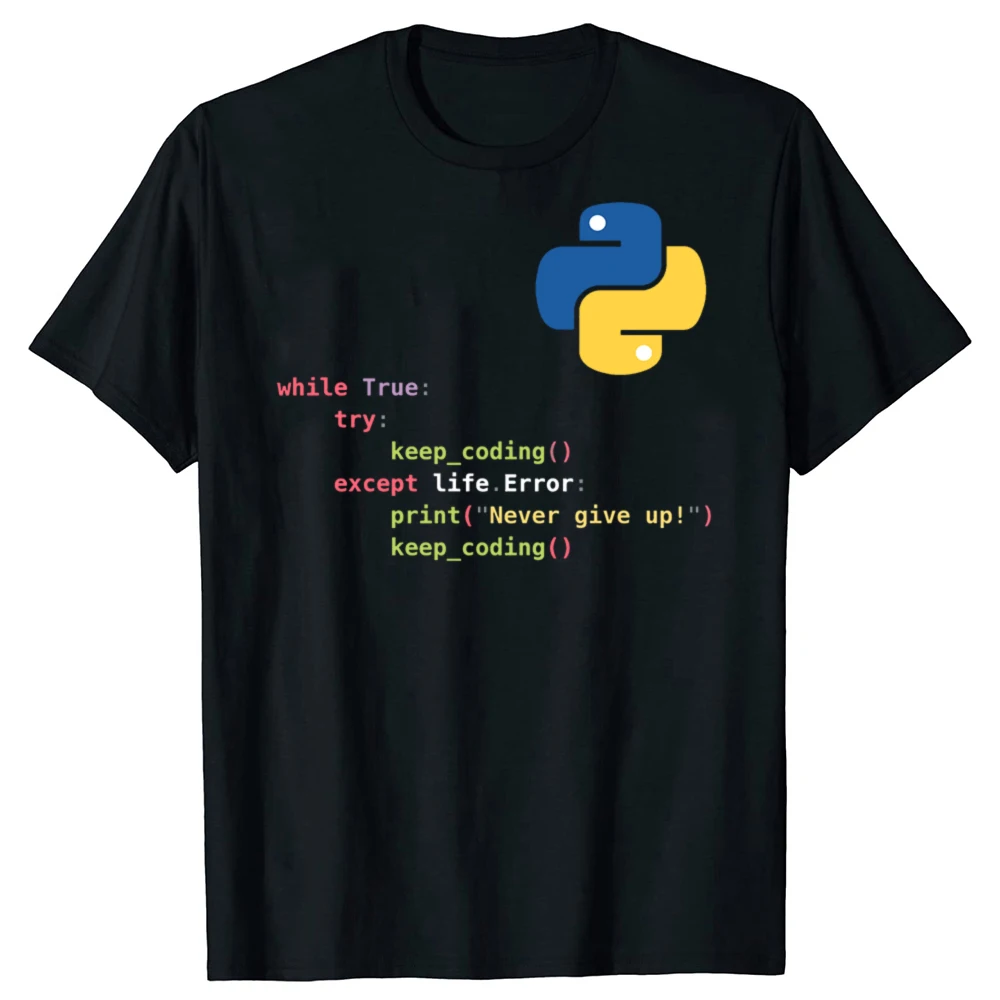 Funny Motivational Python programming T-shirts Men Women's Fashion Oversized Tshirt 100% Cotton Loose C++ Coder Computer T Shirt