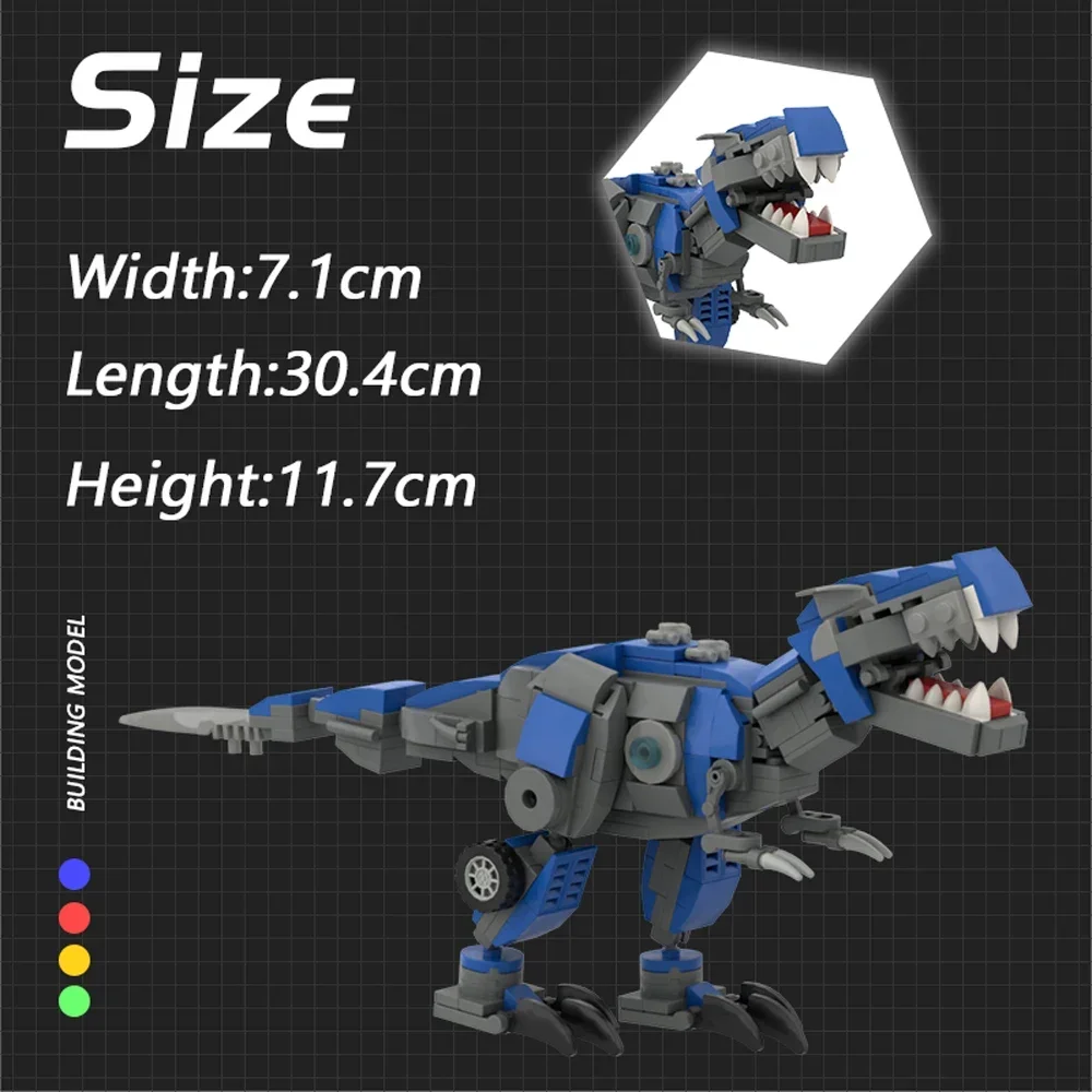 Dinossauro mundo forma-mudança mech blocos de construção MOC-25926 explorador veículo robô montagem modelo quebra-cabeça crianças brinquedo presente aniversário