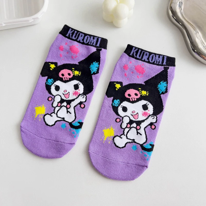 Kawaii Sanrio Short Socks Kuromi Cute Cartoon Anime Student Comfortable Breathable Outdoors Sports Socks Toys Girls Gifts