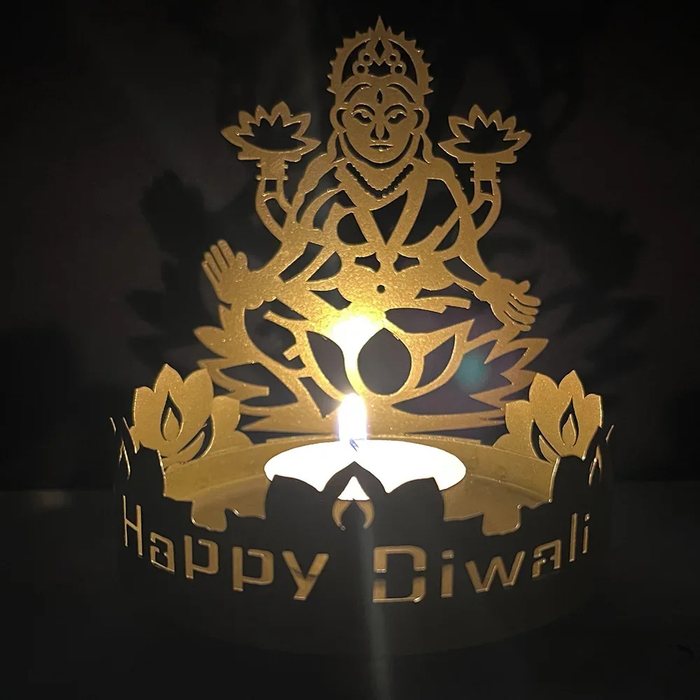 Indian Diwali Candle Holder Iron Craft Like God Decoration Festive Atmosphere Candle Holder Mystical Religious Candlestick