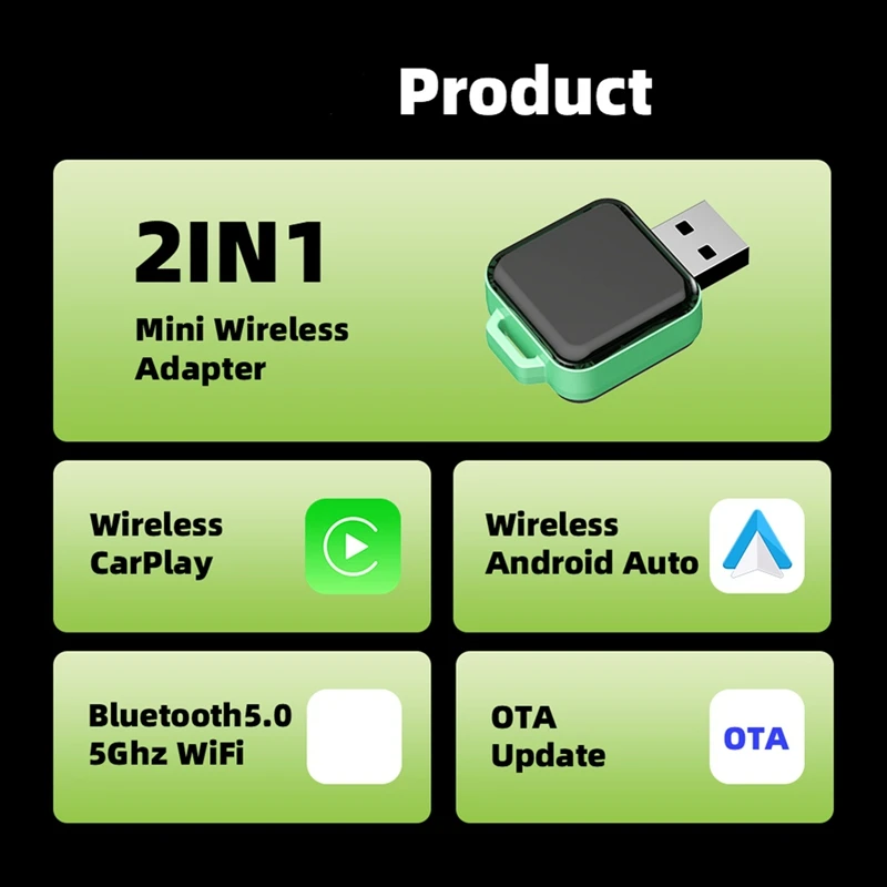 2in1 Wireless CarPlay Android Auto Wireless Adapter Smart Mini AI Box التوصيل والتشغيل WiFi Fast Connect Universal-A22U #4