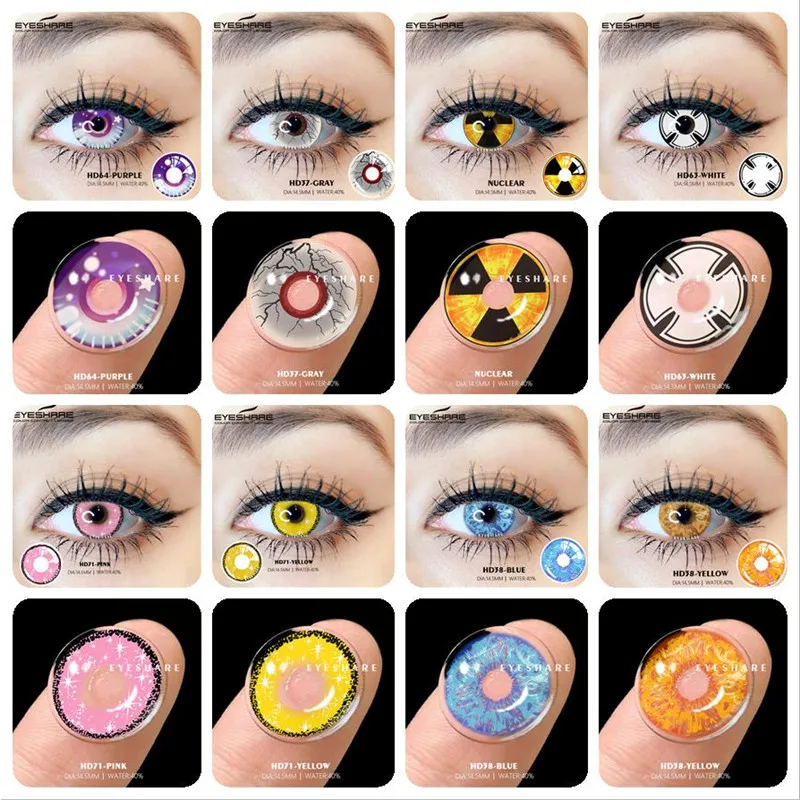 Color Contact Lenses 2pcs Color Lens Eyes Anime Cosplay Cosmetics Colored Contacts Yearly Eye Colored Contact Lenses for Eyes