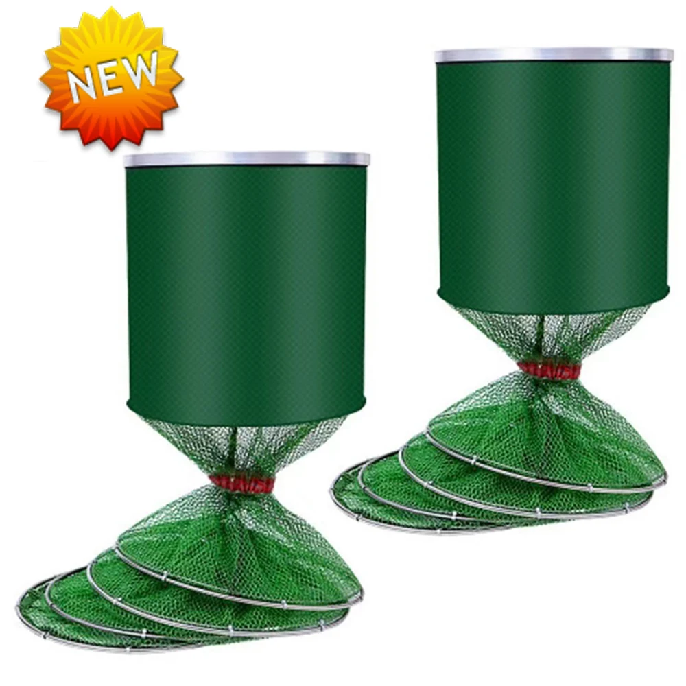 GHOTDA 1.7-3m Fishing Basket Dip Net Trap Folding Telescopic Net Outdoor Carp Fishing Tool Hold Over 50kg Basket for Fishing