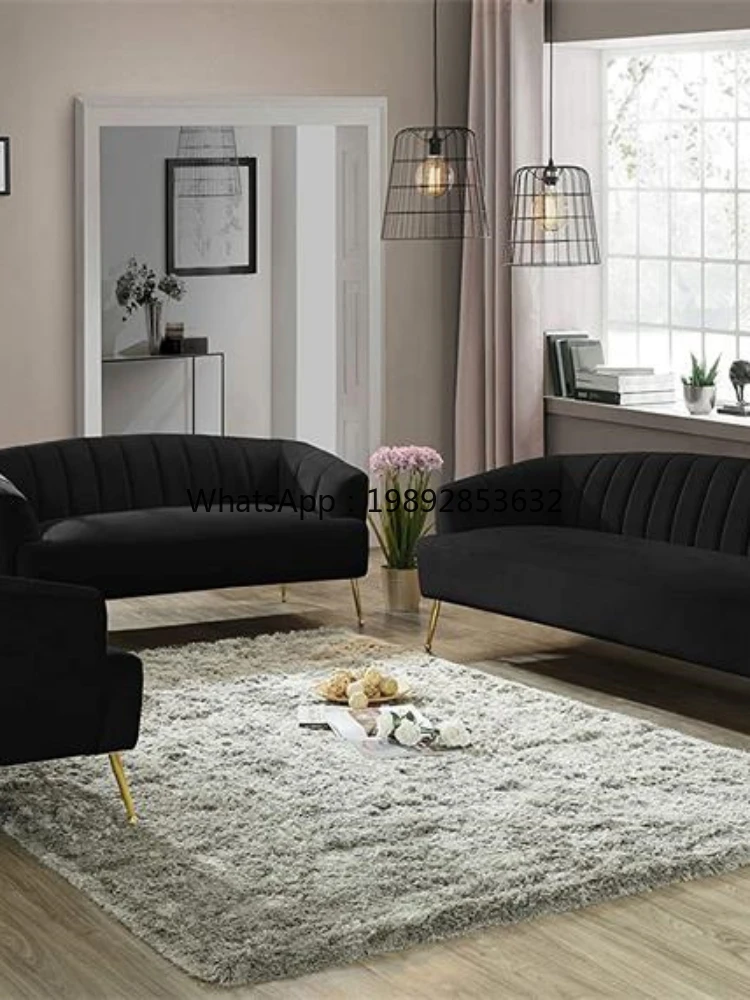 S1  Nordic Small Apartment Living Room Single Double Three Internet Celebrity Combination High-End Velvet Fabric Sofa