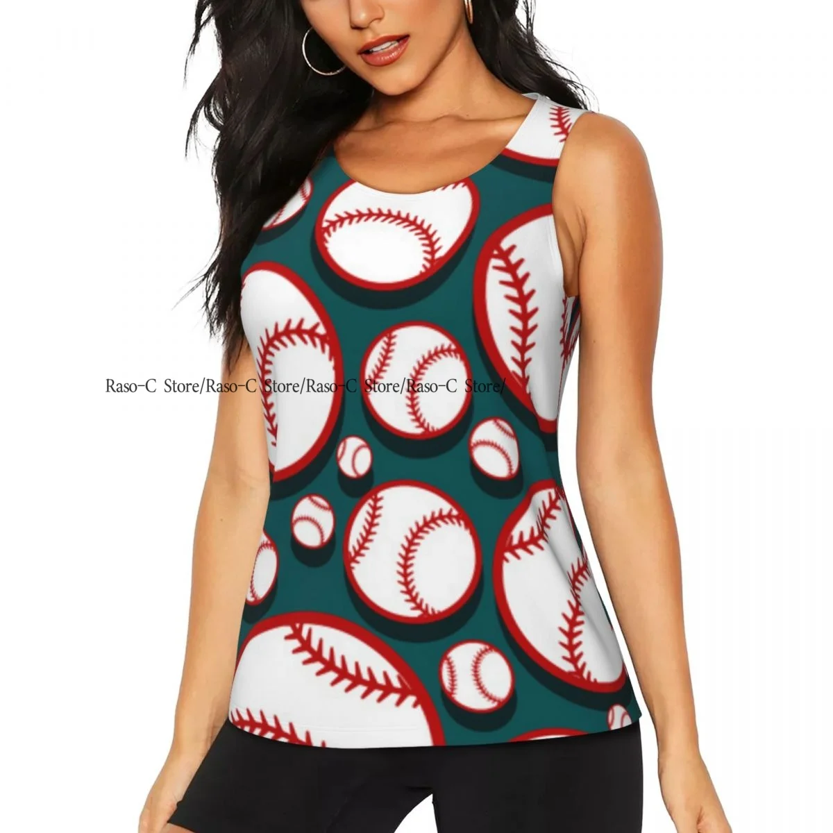 Women's Sleeveless Yoga Tank Top Baseball Softball Ball Quick Dry Running Training Sports Vest Yoga Shirts
