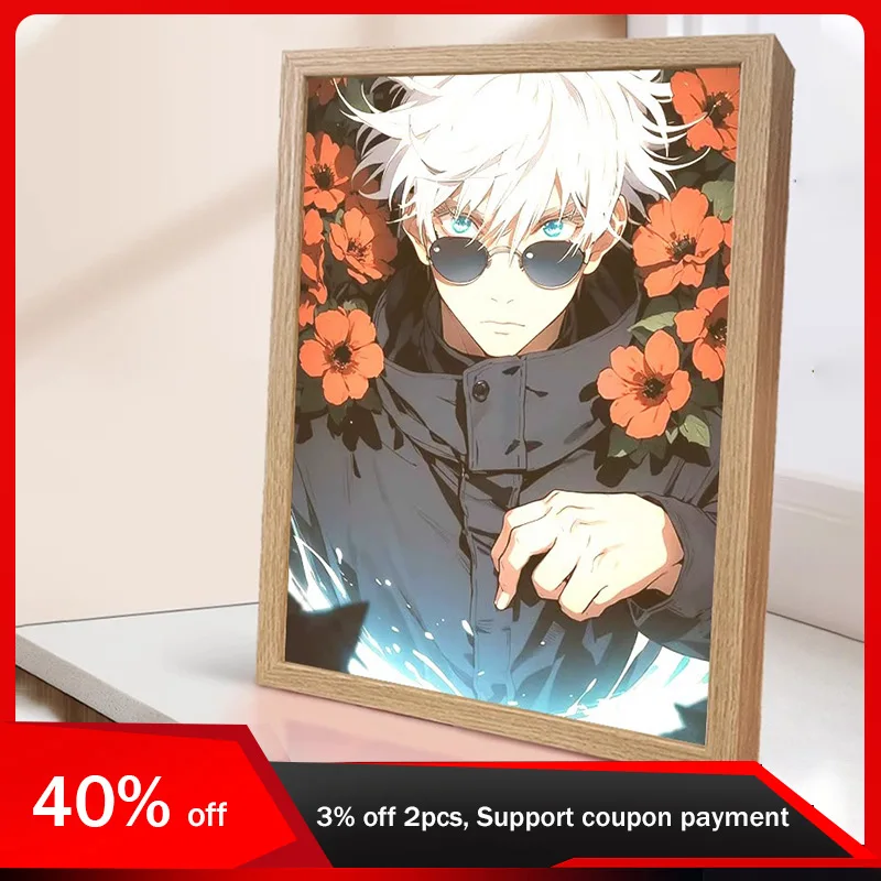 

22cm/8.66in Anime Light Painting 3D LED Night Gojo Satoru Peripherals Cartoon Acrylic Lamp Toy Table Decoration Collectible Gift