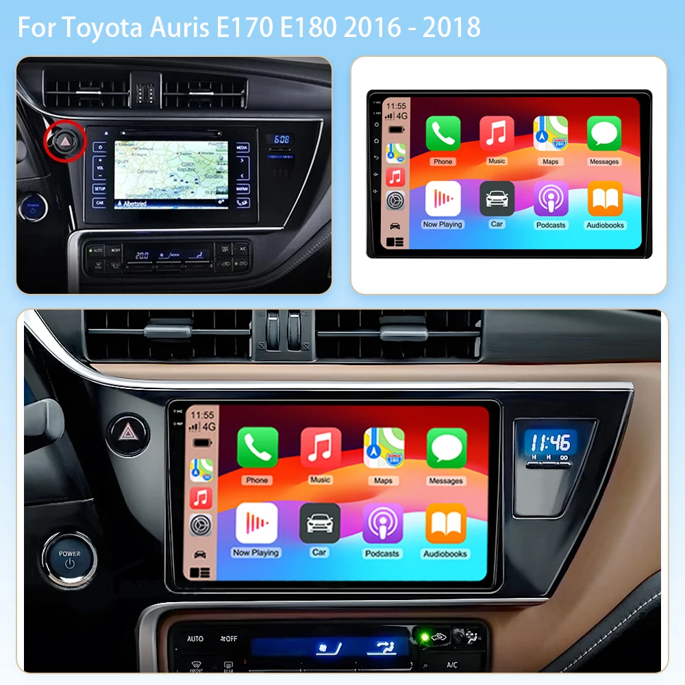 Ainavi Car Radio For Toyota Auris 2016 2017 2018 Corolla Altis Hybrid E170 E180 Carplay Android Auto Multimedia Player Stereo 4G