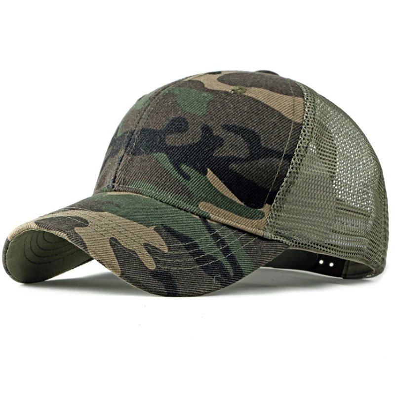 Spring Summer Sun Hat Caps for Men Women Adjustable Baseball Cap Breathable Mesh Trucker Cap Camo Camouflage Baseball Hat