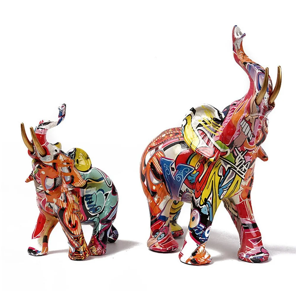 

cabinet foyer colorful art mother and child elephant ornaments Statue Sculpture Figurine Nordic Room Home Decor Decoration Desk