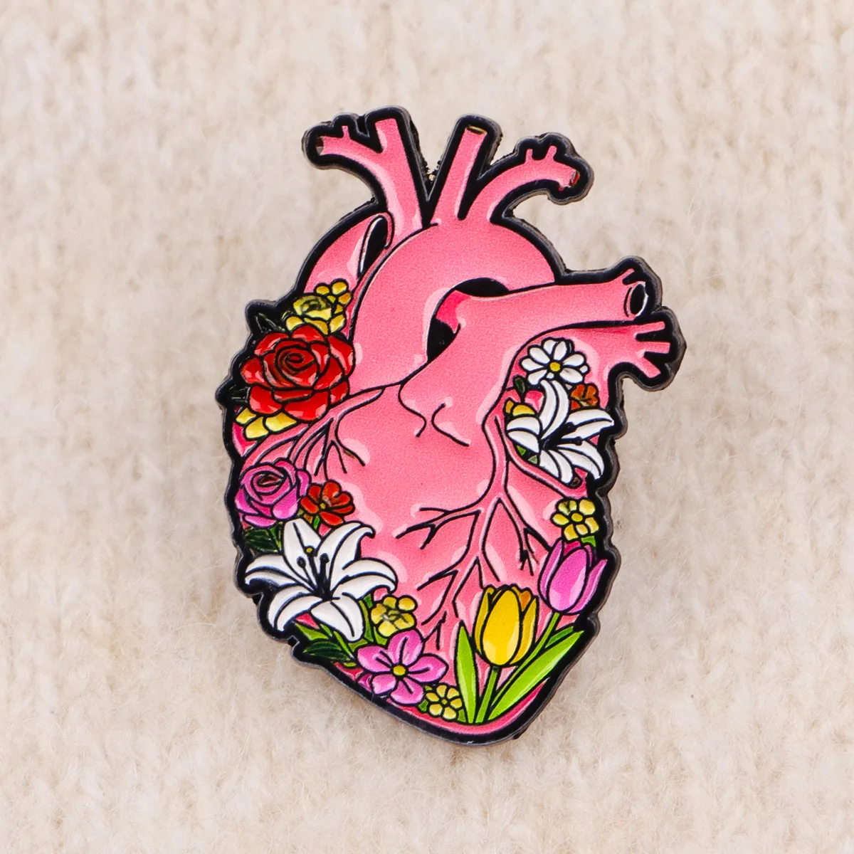 Broches esmalte médicos flor corazón cerebro – Accesorios para ropa mochila - imagen 2
