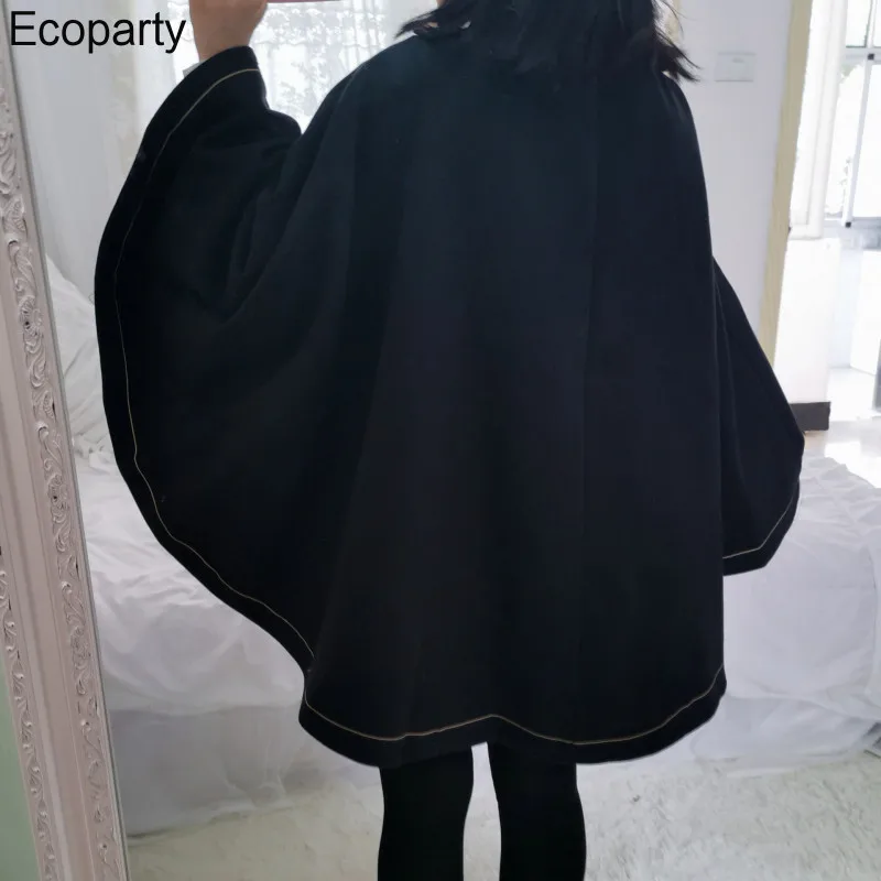 New Women\'s Gothic Lolita Cape Coat Black Lapel Gold Embroidery Tuxedo Cloak For Women Japanese Loli Style Punk Cape Outerwear