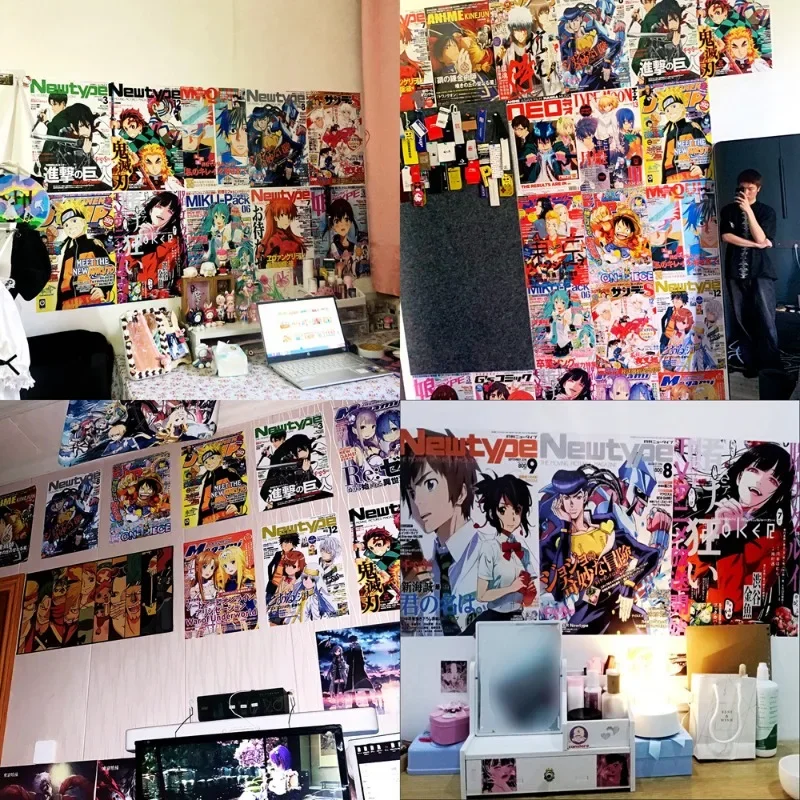 Póster de pared de Anime de una pieza, cubierta de revista bidimensional, póster de dormitorio, Fondo de foto, decoración de pared