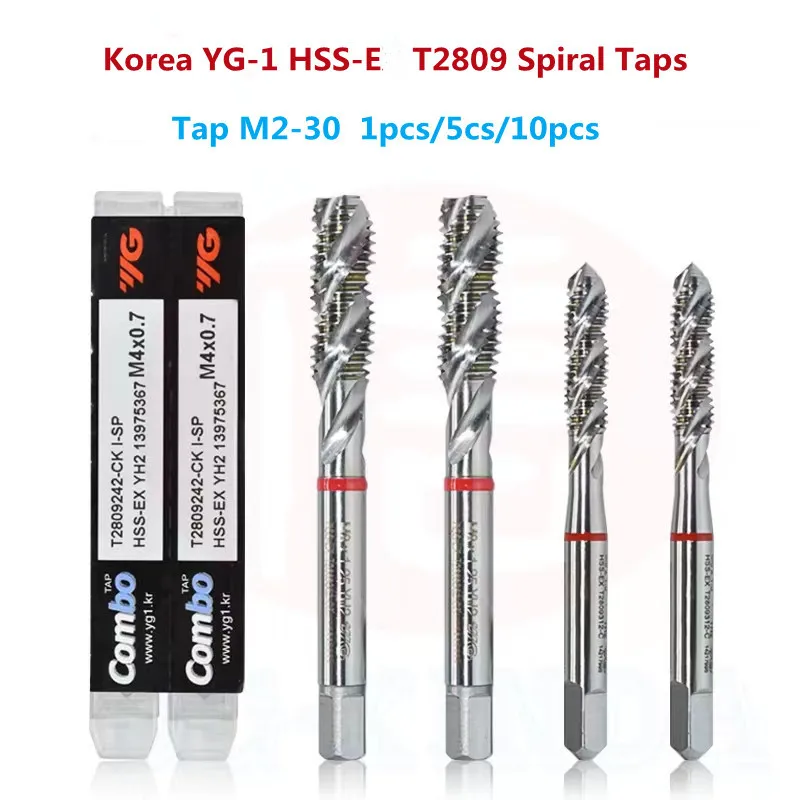 Hss-ex Torneira Espiral para Aço de Ferro Fundido e Inoxidável Yg1 T2809 Combo m3 m4 m5 m6 m8 M10 M12 M16 M18 M20 M27 M30 Etc.