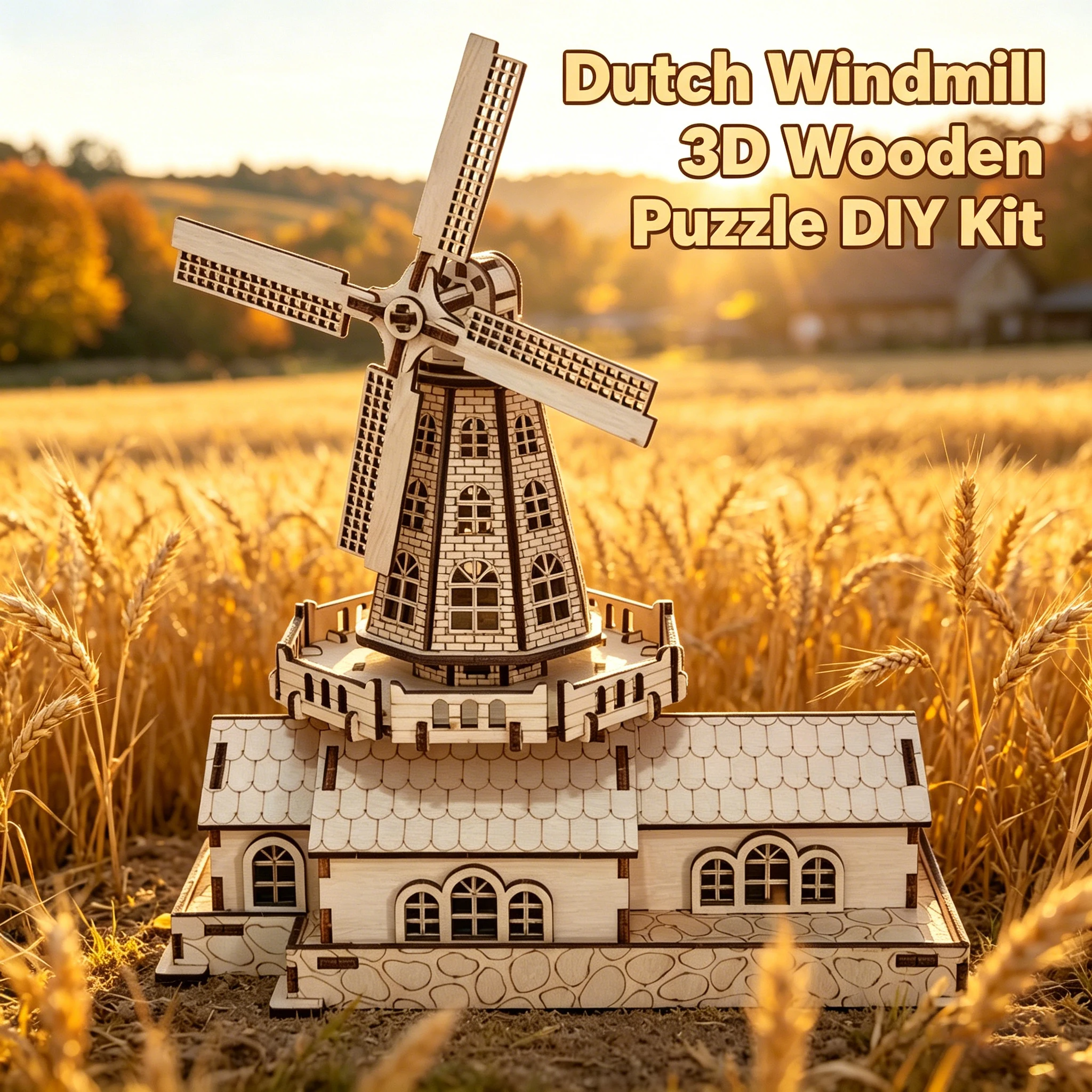 DIY Dutch Windmill 3D Wooden Puzzle Model
