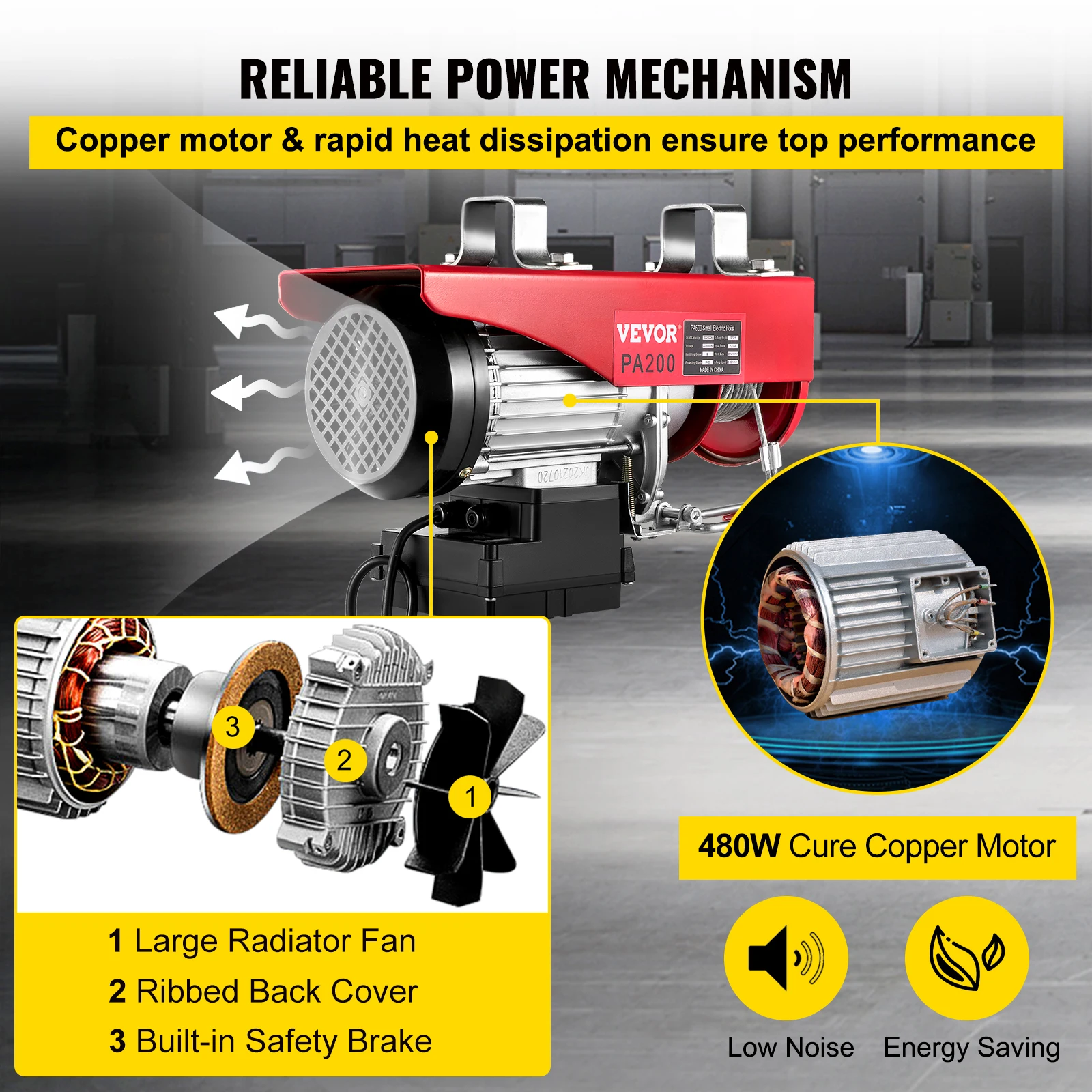 VEVOR Electric HoistElectric Lift with Wireless Remote Control Steel Wire Electric Hoist Cranew/Straps and Emergency Stop Switch