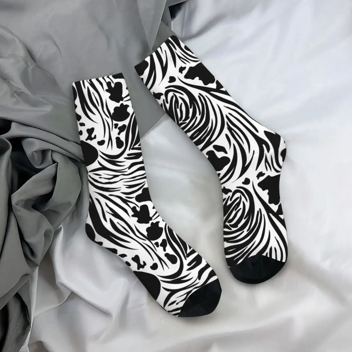 Colorful Cow Zebra Pattern Football Socks Middle Tube Socks for Unisex Breathable Cute Sock